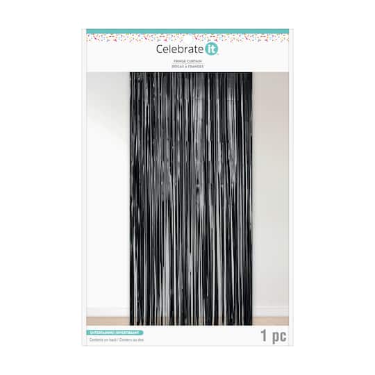 12 Pack: Black Fringe Curtain by Celebrate It&#x2122;
